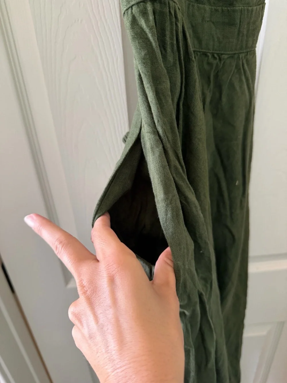 MANTAIKOIAI forest Green Linen dress - Picture 3 of 11